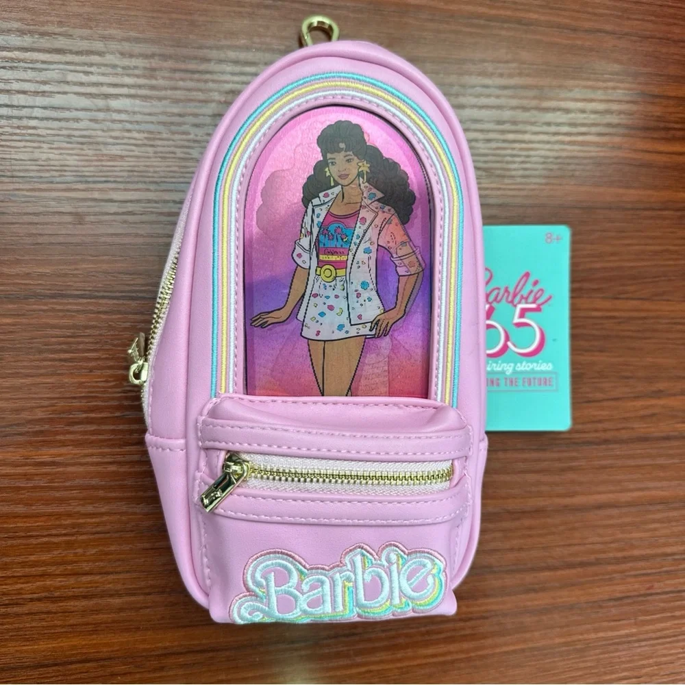 Loungefly Barbie 65th Anniversary Pink Mini Backpack Lenticular Pencil Case - Picture 2 of 14